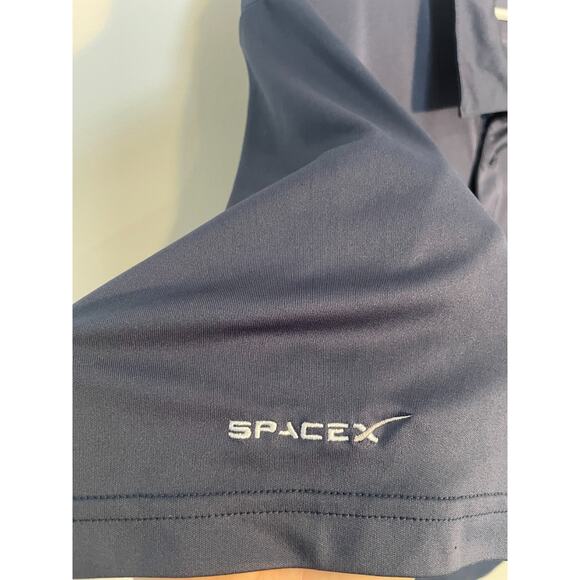 Space X Polo Shirt Mens XL Navy Blue Performance Golf Embroidered Logo - Picture 6 of 12